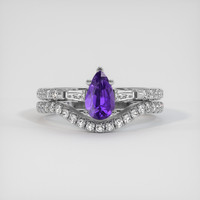 1.38 Ct. Purple Sapphire Ring, 18K White Gold 1