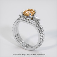 1.79 Ct. Peach Sapphire Ring, 18K White Gold 2