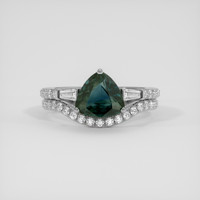 1.56 Ct. Greenish Blue Sapphire Ring, 18K White Gold 1