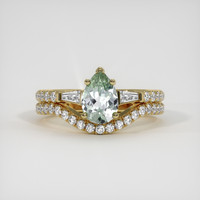 1.05 Ct. Green Sapphire Ring, 14K Yellow Gold 1