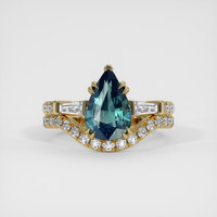 2.07 Ct. Greenish Blue Sapphire Ring, 14K Yellow Gold 1
