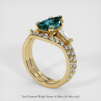 2.07 Ct. Greenish Blue Sapphire Ring, 14K Yellow Gold 2