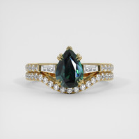 2.08 Ct. Bluish Green Sapphire Ring, 14K Yellow Gold 1