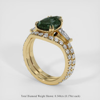 3.08 Ct. Bluish Green Sapphire Ring, 18K Yellow Gold 2