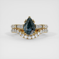 2.00 Ct. Greenish Blue Sapphire Ring, 18K Yellow Gold 1