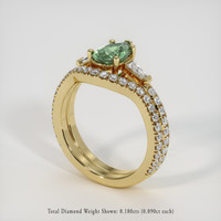 1.05 Ct. Green Sapphire Ring, 18K Yellow Gold 2
