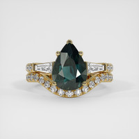 2.49 Ct. Bluish Green Sapphire Ring, 18K Yellow Gold 1