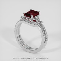 3.76 Ct. Red Rhodolite Garnet Ring, Platinum 950 2