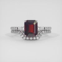 3.76 Ct. Red Rhodolite Garnet Ring, 14K White Gold 1
