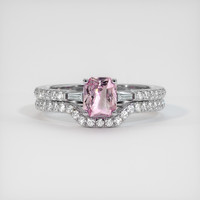 0.85 Ct. Pink Sapphire Ring, 14K White Gold 1