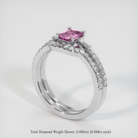0.85 Ct. Pink Sapphire Ring, 14K White Gold 2