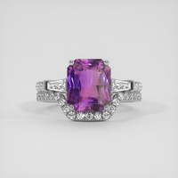 3.20 Ct. Purple Sapphire Ring, 14K White Gold 1