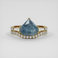 3.44 Ct. Greyish Blue Sapphire Ring, 14K Yellow Gold 1