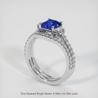 1.57 Ct. Blue Sapphire Ring, 10K White Gold 2