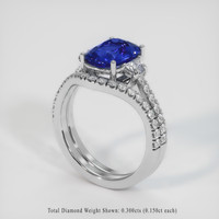 3.02 Ct. Blue Sapphire Ring, 10K White Gold 2