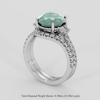 3.93 Ct. Bluish Green Sapphire Ring, 10K White Gold 2