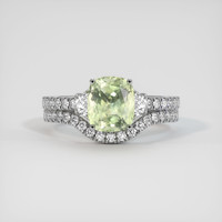 2.88 Ct. Yellowish Green Sapphire Ring, 10K White Gold 1