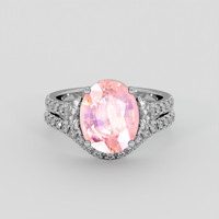 4.39 Ct. Purplish Pink Sapphire Ring, 14K White Gold 1