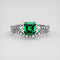0.99 Ct. Emerald Ring, 18K White Gold 1