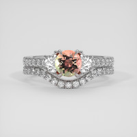 0.66 Ct. Multi Color Tourmaline Ring, 18K White Gold 1