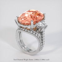 28.85 Ct. Padparadscha Sapphire Ring, 18K White Gold 2