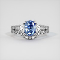 2.05 Ct. Blue Sapphire Ring, 18K White Gold 1