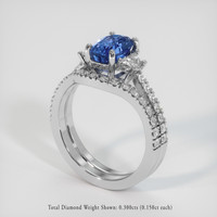 2.05 Ct. Blue Sapphire Ring, 18K White Gold 2