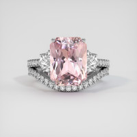 8.46 Ct. Peach Sapphire Ring, 18K White Gold 1