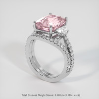 8.46 Ct. Peach Sapphire Ring, 18K White Gold 2