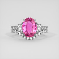 2.53 Ct. Purplish Pink Sapphire Ring, 18K White Gold 1