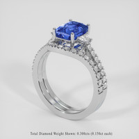 3.11 Ct. Blue Sapphire Ring, 18K White Gold 2