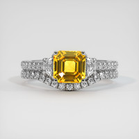 1.57 Ct. Orangish Yellow Sapphire Ring, 18K White Gold 1