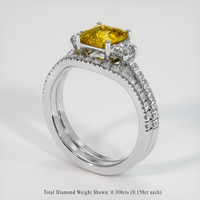 1.57 Ct. Orangish Yellow Sapphire Ring, 18K White Gold 2