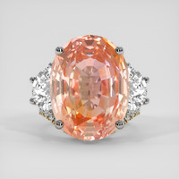 28.85 Ct. Padparadscha Sapphire Ring, 14K White & Yellow 1