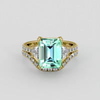 3.42 Ct. Emerald Ring, 18K Yellow Gold 1