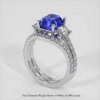 3.51 Ct. Blue Sapphire Ring, 18K White Gold 2