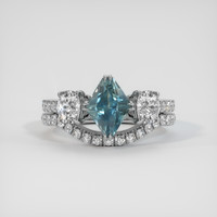 2.40 Ct. Bluish Green Sapphire Ring, 18K White Gold 1