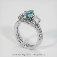2.40 Ct. Bluish Green Sapphire Ring, 18K White Gold 2