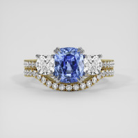 2.93 Ct. Blue Sapphire Ring, 14K White & Yellow 1