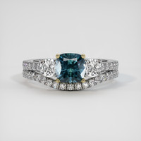 1.69 Ct. Greenish Blue Sapphire Ring, 14K Yellow & White 1