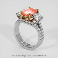 3.98 Ct. Padparadscha Sapphire Ring, 14K Yellow & White 2