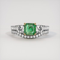 0.88 Ct. Emerald Ring, 18K Yellow & White 1