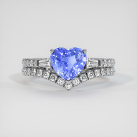2.07 Ct. Blue Sapphire Ring, 18K White Gold 1