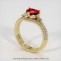 1.33 Ct. Ruby Ring, 18K Yellow Gold 2