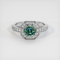 1.12 Ct. Greenish Blue Sapphire Ring, 10K White Gold 1