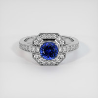 0.82 Ct. Blue Sapphire Ring, 18K White Gold 1