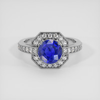 2.11 Ct. Blue Sapphire Ring, 18K White Gold 1