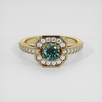 0.67 Ct. Green Sapphire Ring, 14K Yellow Gold 1