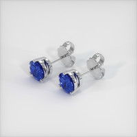 0.75 Ct.Tw. Blue Sapphire Earrings, 14K White Gold 2