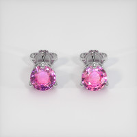 1.96 Ct.Tw. Pink Sapphire Earrings, 14K White Gold 1